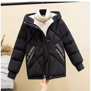 Женская зимняя теплая куртка с капюшоном в ромбовидную клетку, свободная куртка на молнии с большим карманом 3XL