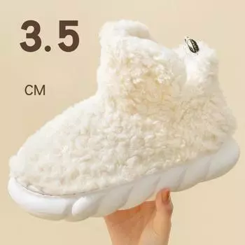Женская зимняя теплая обувь 2024 года, плюшевая подкладка, домашние хлопковые тапочки, пара, высокие зимние ботинки на платформе, женские и мужские домашние тапочки 36-37 белый