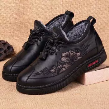 Женская зимняя теплая обувь на флисовой подкладке, женские кроссовки на шнуровке из искусственной кожи с меховой подкладкой, уличная зимняя обувь с нескользящей подошвой