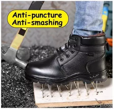 Женская зимняя теплая рабочая обувь из хлопка, дышащая рабочая обувь с устойчивым стальным носком, рабочая обувь, походная обувь 37 чёрный