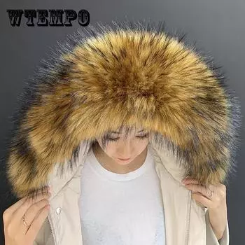 Женская зимняя теплая шаль с запахом, пальто, аксессуары, воротник из искусственного меха, пушистый воротник, меховой шарф, мягкий 80CM