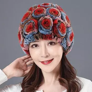 Женская зимняя теплая шапка-бини с наушниками, вязаная меховая шапка для людей среднего и пожилого возраста, утолщенная теплая розовая шерстяная шапка для детей, зимняя monolayer