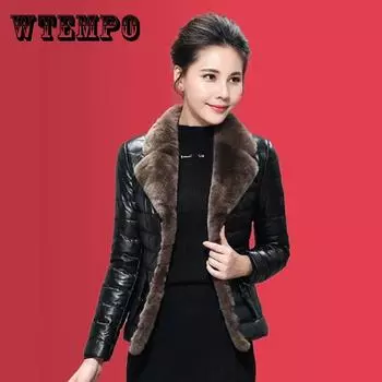 Женская зимняя теплая верхняя одежда Свободное меховое пальто с большим воротником XXL
