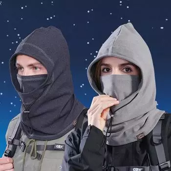 Женская зимняя теплая защитная маска для шеи, интегрированная шапка, мужская шапка для катания на лыжах, защита ушей от холода темно-серого
