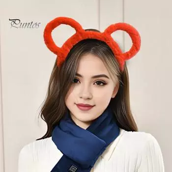 Женская зимняя толстая плюшевая повязка на голову с круглыми медвежьими ушками, обруч для волос, эластичный головной убор карамельного цвета, аксессуары для волос чёрный