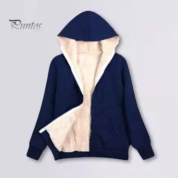 Женская зимняя толстовка с капюшоном и карманами, с толстой флисовой подкладкой, однотонная, с длинными рукавами, эластичными манжетами и подолом на молнии M темно-серого