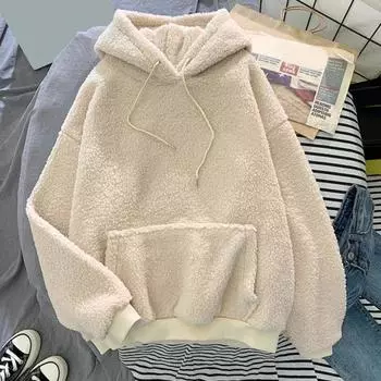 Женская зимняя толстовка с капюшоном из плотного флиса с эластичными манжетами, с длинными рукавами и большим карманом, сохраняющая тепло, спортивная толстовка для поездок на работу и обратно M