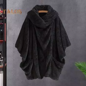 Женская зимняя толстовка с карманами, двусторонняя, бархатная, мешковатая, нестандартная, с большим отложным воротником, однотонная, плотная, пижамная, верхняя часть, домашняя одежда S вино красного