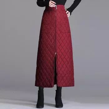 Женская зимняя юбка А-силуэта длинное платье ветрозащитное теплое XXXXXL чёрный