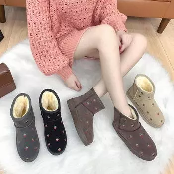 Женская зимняя удобная и модная хлопковая обувь на плоской подошве с плюшевым утеплителем 40 чёрный