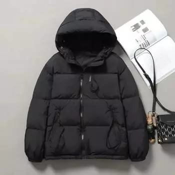 Женская зимняя утепленная куртка с подкладкой и утолщением, большой размер, однотонный свободный пуховик, теплая повседневная верхняя одежда с капюшоном 4XL