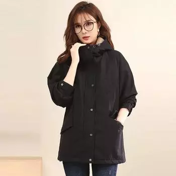Женская зимняя утепленная ветровка с капюшоном, свободная повседневная, средней длины, пирог, пальто 4XL