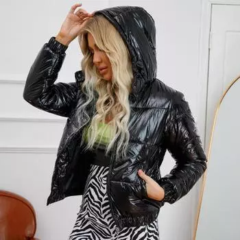 Женская зимняя утолщенная парка с принтом букв, теплая куртка с капюшоном, свободное пальто на молнии XXXL