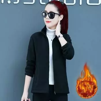 Женская зимняя утолщенная плюшевая куртка с воротником-стойкой, пальто на молнии, ветрозащитная повседневная теплая куртка S белый