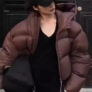 Женская зимняя утолщенная свободная утепленная однотонная короткая куртка повседневная с капюшоном на молнии 2XL