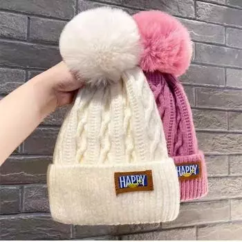 Женская зимняя утолщенная теплая холодостойкая шапка, модная простая однотонная меховая вязаная теплая шапка бежевый