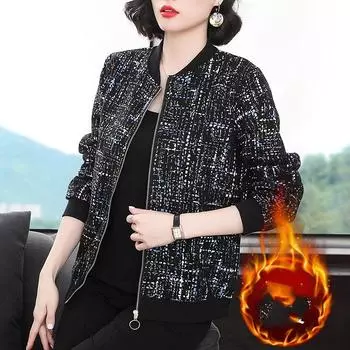 Женская зимняя утолщенная теплая короткая повседневная куртка на молнии, облегающая деловая куртка 4XL чёрный