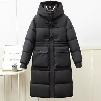 Женская зимняя утолщенная теплая куртка-пуховик большого размера средней длины с однотонным рисунком, свободная повседневная куртка с капюшоном на молнии 3XL
