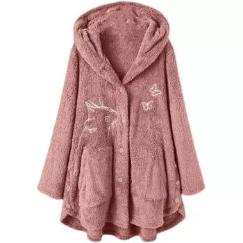 Женская зимняя утолщенная теплая куртка с подкладкой, плюшевые повседневные теплые топы с вышивкой, повседневные топы больших размеров, теплая куртка на пуговицах 5XL