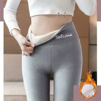 Женская зимняя утягивающая верхняя одежда с высокой талией, брюки с хлопковой подкладкой, утолщенные брюки с флисовой подкладкой, модные брюки XXXXXL чёрный