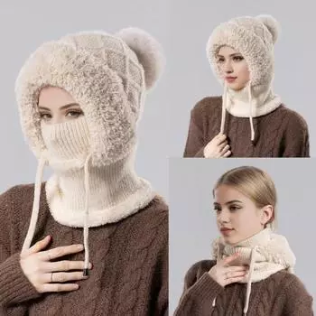 Женская зимняя велосипедная балаклава с интегрированным шарфом, толстая, теплая, эластичная серый