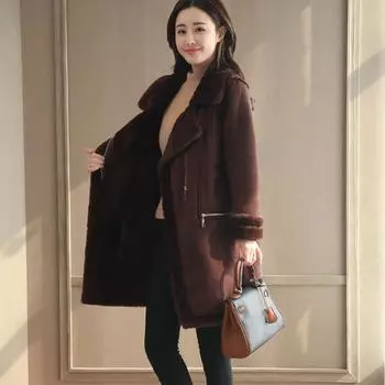 Женская зимняя ветрозащитная теплая куртка с подкладкой средней длины, утолщенная деловая теплая куртка S