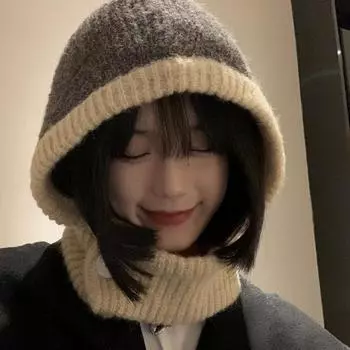 Женская зимняя ветрозащитная теплая вязаная шапка, головной убор, супермягкая износостойкая ультра-толстая теплая шапка-шарф, шапка