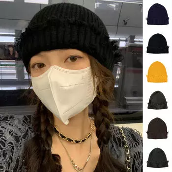 Женская зимняя вязаная шапка-бини, модная теплая лыжная шапка с толстыми теплыми манжетами для бега, велоспорта One Size жёлтый