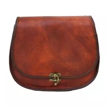 ЖЕНСКАЯ цельнозерновая винтажная сумка-мессенджер ручной работы, официальная сумка через плечо из натуральной козьей шкуры 11 x 9 x 3 in коричневый