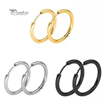 Женские 1 пара серьги-кольца из нержавеющей стали в стиле панк унисекс, круглые серьги, ювелирные изделия, подарок 2.5mm x 10mm серебряный