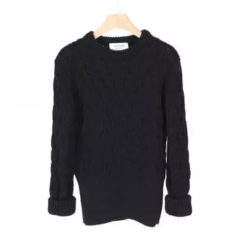 Женские 23FW Thom Browne вязать крест-накрест шерсть темно-синие FKA428AY1024415