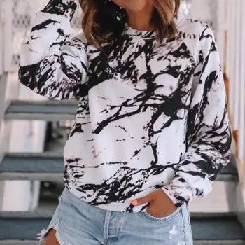 Женские 3D-пуловеры с капюшоном, свободный верх, толстовки с длинными рукавами и принтом «тай-дай» для женщин S небесно-голубой