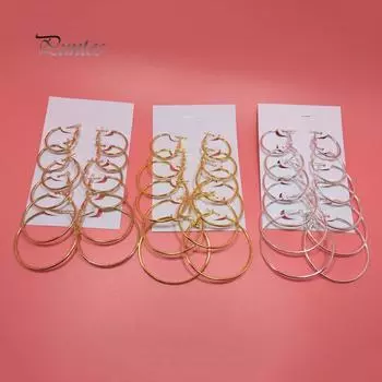 Женские 6 пар круглых висячих сережек-капель знаменитостей, ювелирный подарок золотой