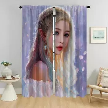 Женские эльфийские затемняющие шторы для гостиной, занавески для домашнего интерьера, 2 шт., украшения на Хэллоуин, разделительные шторы, занавески для детей W50xH70cmx2pcs
