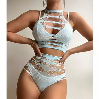 Женские эластичные боди, костюм из двух частей, женское сетчатое облегающее нижнее белье, женские эротические сетчатые костюмы XXS