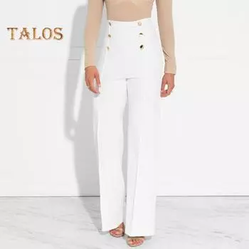 Женские эластичные брюки-клеш, повседневные, с высокой талией, прямые, деловые, с пуговицами спереди, рабочая одежда, брюки для йоги для работы в офисе XL чёрный