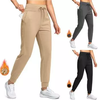 Женские эластичные брюки с высокой талией, повседневные активные брюки с широкими штанинами и длинными брюками, брюки с карманами M чёрный