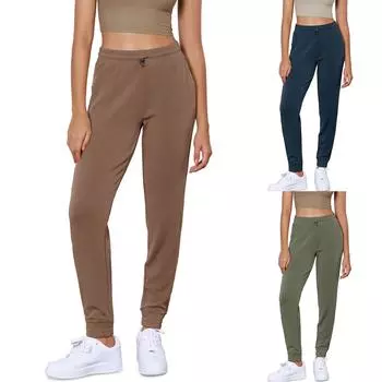 Женские эластичные брюки с высокой талией, повседневные активные брюки с широкими штанинами и длинными брюками, брюки с карманами S зелёный