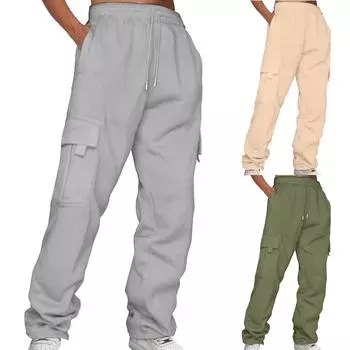 Женские эластичные брюки с высокой талией, повседневные активные брюки с широкими штанинами и длинными брюками, брюки с карманами S синий