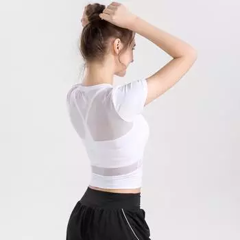Женские эластичные быстросохнущие сетчатые укороченные топы для бега, тренировок и йоги