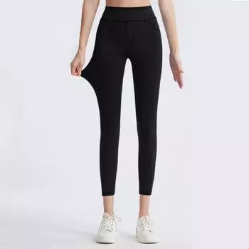 Женские эластичные джинсовые леггинсы скинни с двойными карманами в стиле йоги L чёрный