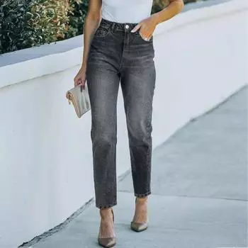 Женские эластичные джинсы с высокой посадкой, модные джинсы L