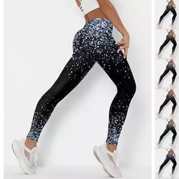 Женские эластичные леггинсы для йоги с голубым небом и звездным принтом, спортивные штаны для фитнеса, бега, спортзала и активного отдыха XS синий