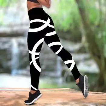 Женские эластичные леггинсы для йоги с принтами Curve, фитнеса, бега, спортзала, спорта и активного отдыха XS темно-синий