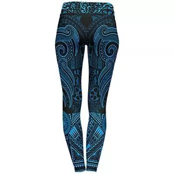 Женские эластичные леггинсы для йоги с синим принтом ключей, спортивные штаны для фитнеса, бега, спортзала и активного отдыха XS синий