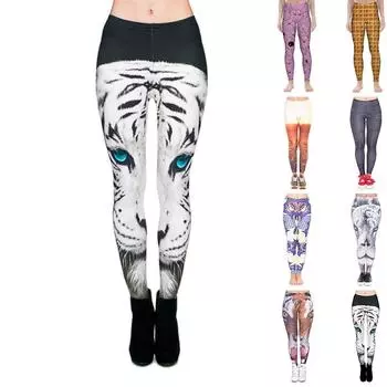 Женские эластичные леггинсы для йоги с тигровым принтом, спортивные штаны для фитнеса, бега, спортзала и активного отдыха XS чёрный