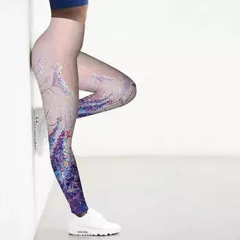 Женские эластичные леггинсы с лавандовым принтом для занятий йогой, фитнесом, бегом, спортом в спортзале, активными штанами XS фиолетовый