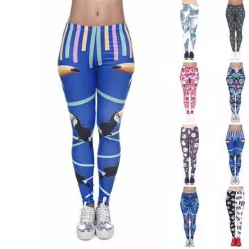 Женские эластичные леггинсы с помадой и принтом для фитнеса, бега в тренажерном зале, спортивные брюки для активного отдыха XS чёрный