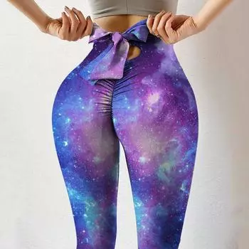 Женские эластичные леггинсы с высокой талией и принтом для фитнеса, штаны для йоги XL