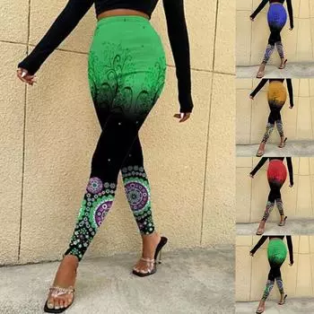 Женские эластичные леггинсы с желтыми цветами и принтами для йоги, фитнеса, бега в тренажерном зале, спортивные брюки для активного отдыха XS зелёный
